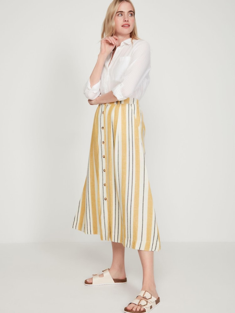 M&Co Yellow Button-Through Linen Skirt - Image 5 of 5
