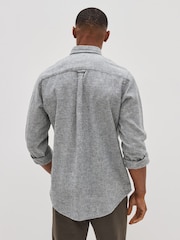 Grey Regular Fit Linen Blend Long Sleeve Shirt - Image 2 of 4
