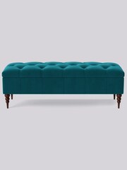 Swoon Easy Velvet Kingfisher Blue Plymouth Ottoman - Image 1 of 4