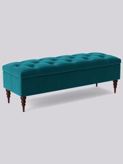 Swoon Easy Velvet Kingfisher Blue Plymouth Ottoman - Image 2 of 4