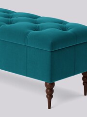Swoon Easy Velvet Kingfisher Blue Plymouth Ottoman - Image 3 of 4