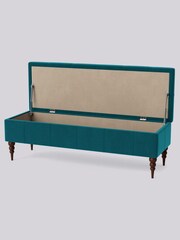 Swoon Easy Velvet Kingfisher Blue Plymouth Ottoman - Image 4 of 4