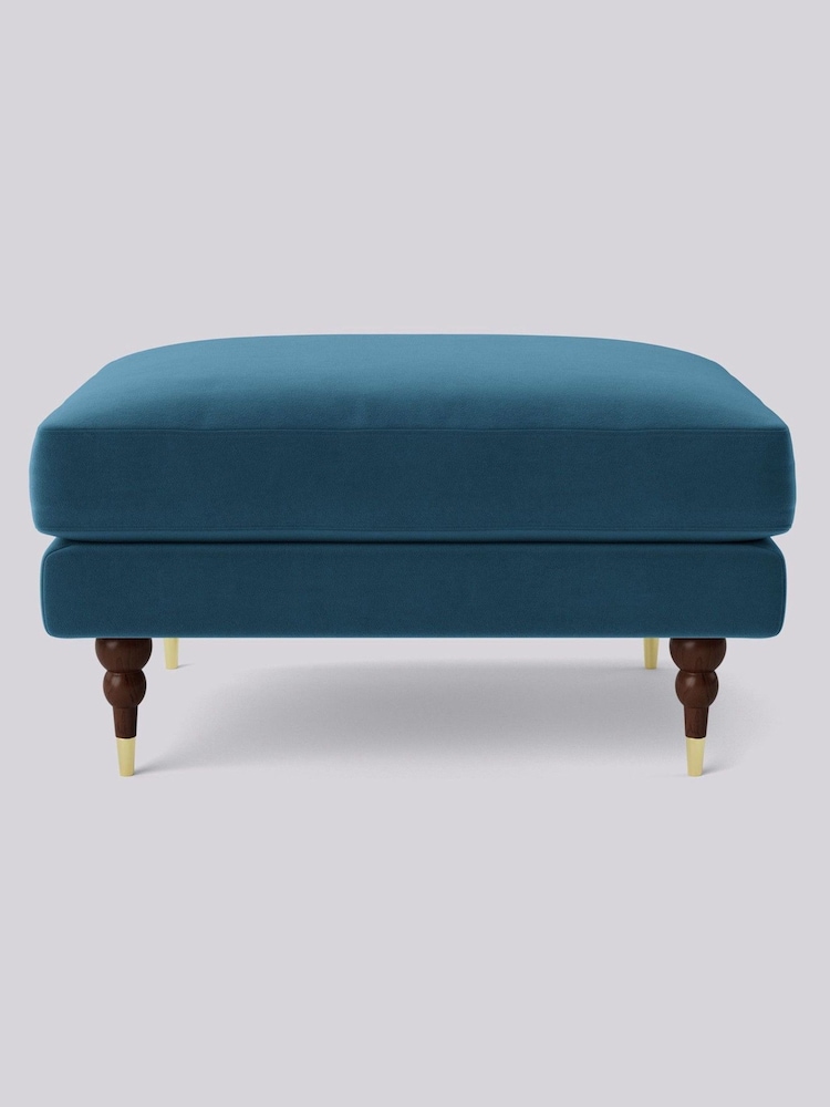 Swoon Blue Charlbury Ottoman Easy Velvet - Petrol Blue Ottoman - Image 1 of 3