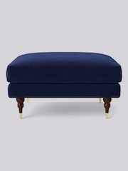 Swoon Blue Charlbury Ottoman Easy Velvet - Ink Blue Ottoman - Image 1 of 3