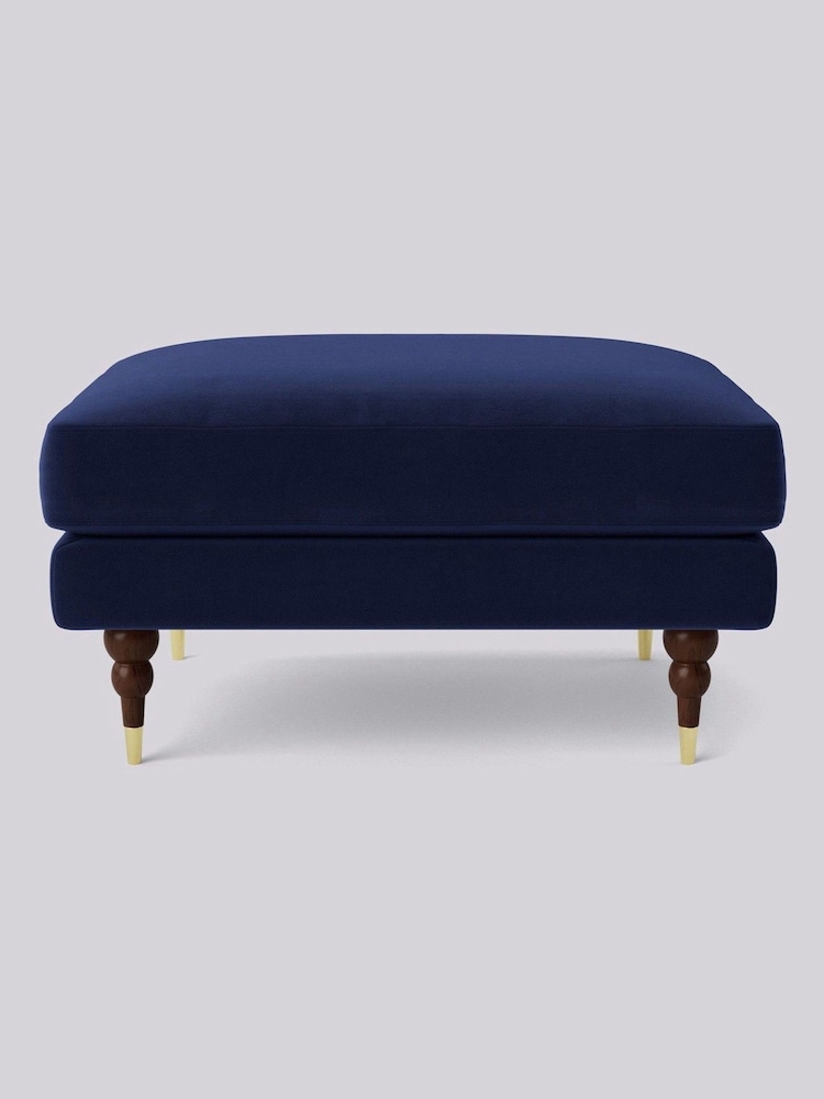 Swoon Blue Charlbury Ottoman Easy Velvet - Ink Blue Ottoman - Image 1 of 3