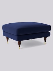 Swoon Blue Charlbury Ottoman Easy Velvet - Ink Blue Ottoman - Image 2 of 3