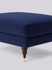 Swoon Blue Charlbury Ottoman Easy Velvet - Ink Blue Ottoman - Image 3 of 3
