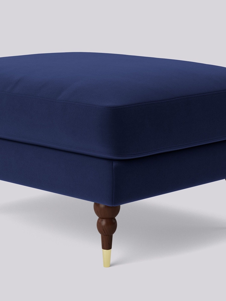Swoon Blue Charlbury Ottoman Easy Velvet - Ink Blue Ottoman - Image 3 of 3