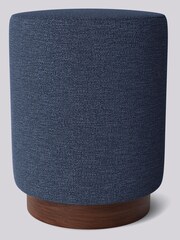 Swoon Houseweave Navy Blue Penfold Footstool - Image 1 of 2