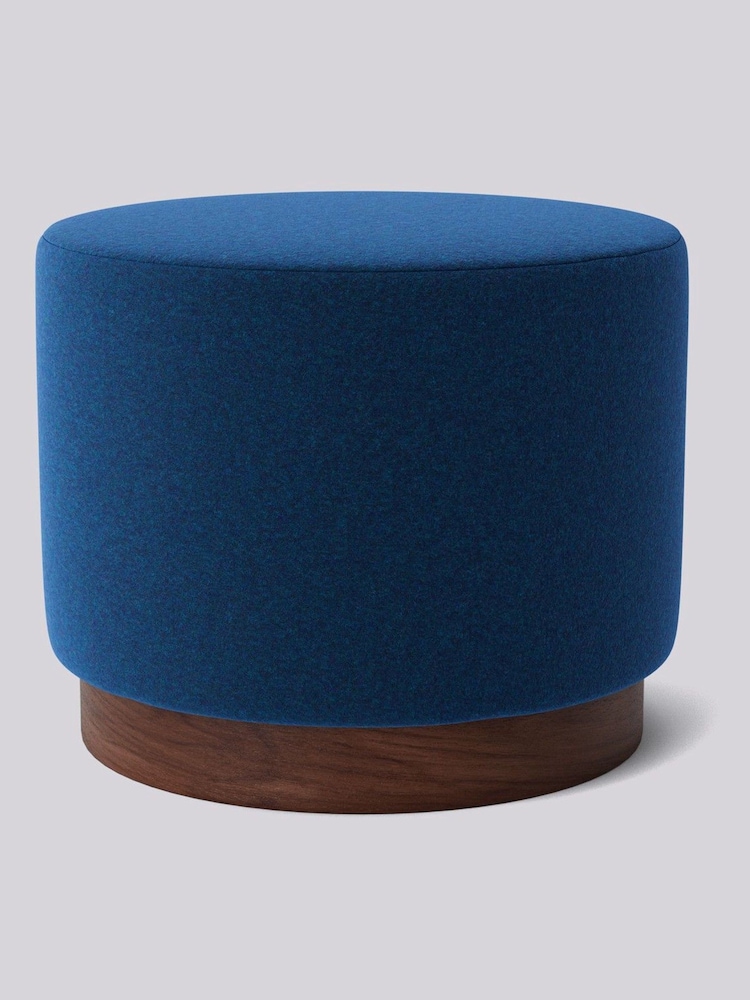 Swoon Soft Wool Midnight Blue Penfold Small Ottoman - Image 1 of 2