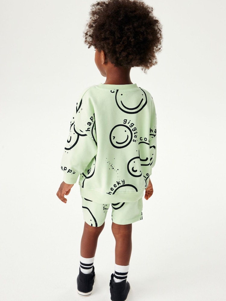 Sourire vert lime - Ensemble sweat et short imprimés (3 mois à 7 ans) - Image 3 of 5