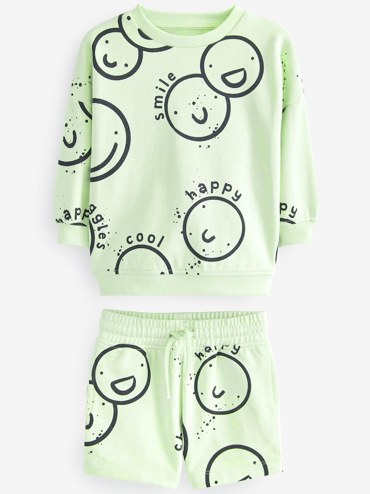Sourire vert lime - Ensemble sweat et short imprimés (3 mois à 7 ans) - Image 4 of 5