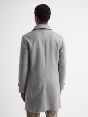 Reiss Soft Grey Bark Wool Blend Check Epsom Overcoat - Image 5 of 9