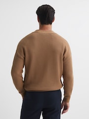 Reiss Camel Bardot Chunky Knit Ribbed Cardigan - Image 5 of 6