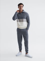 Reiss Airforce Blue Sabre Half Zip Funnel Neck Colourblock Jumper - Image 3 of 6