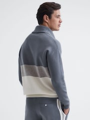 Reiss Airforce Blue Sabre Half Zip Funnel Neck Colourblock Jumper - Image 5 of 6