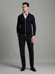 Reiss Black Hampshire Merino Wool Zip-Through Cardigan - Image 3 of 6