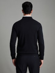Reiss Black Hampshire Merino Wool Zip-Through Cardigan - Image 4 of 6