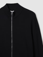 Reiss Black Hampshire Merino Wool Zip-Through Cardigan - Image 5 of 6