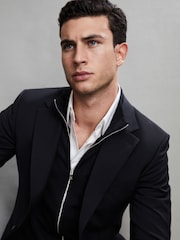 Reiss Black Hampshire Merino Wool Zip-Through Cardigan - Image 6 of 6