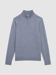 Reiss Denim Melange Blackhall Merino Wool Zip Neck Jumper - Image 2 of 5