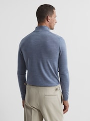 Reiss Denim Melange Blackhall Merino Wool Zip Neck Jumper - Image 5 of 5