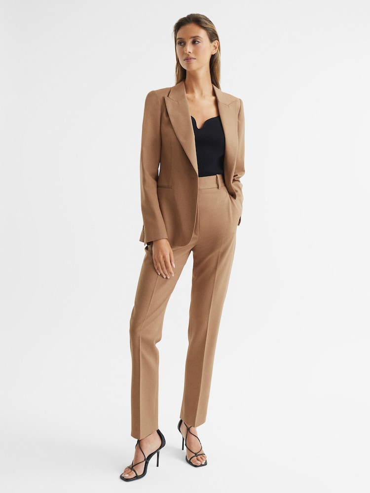 Reiss Camel Mara Slim Leg Tailored Trousers - Image 1 of 6