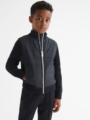 Темно-синий - Стеганая куртка на молнии Reiss Trainer Hybrid - Image 4 of 7