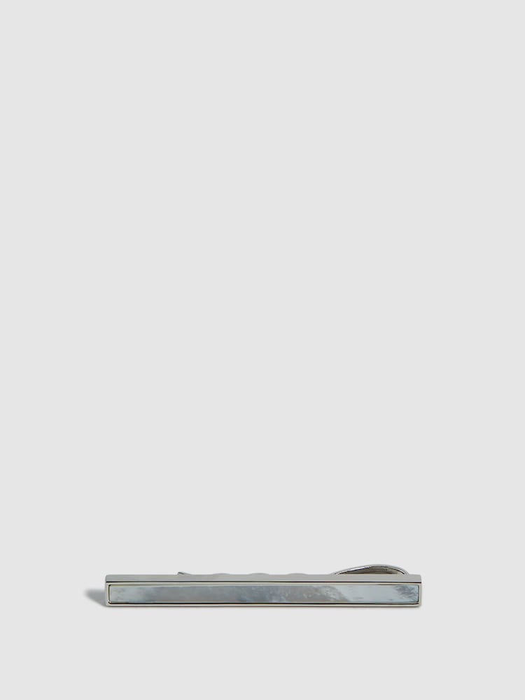 Reiss Silver Ardley Stone Insert Tie Bar - Image 1 of 4