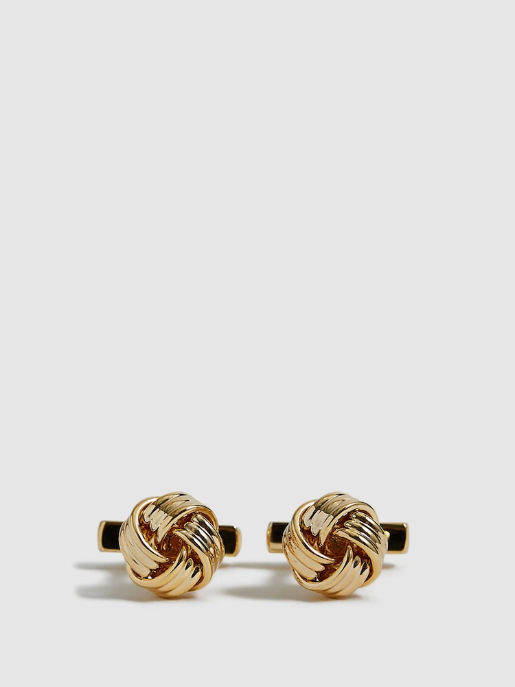 Reiss Gold Callum Knot Cufflinks - Image 1 of 6