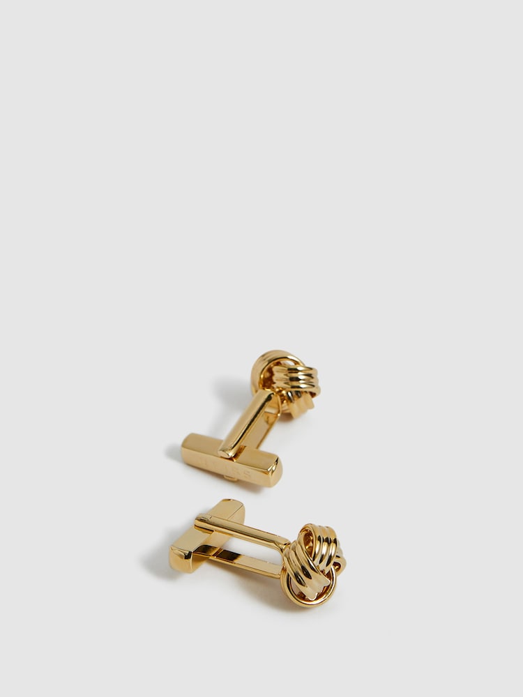 Reiss Gold Callum Knot Cufflinks - Image 3 of 6