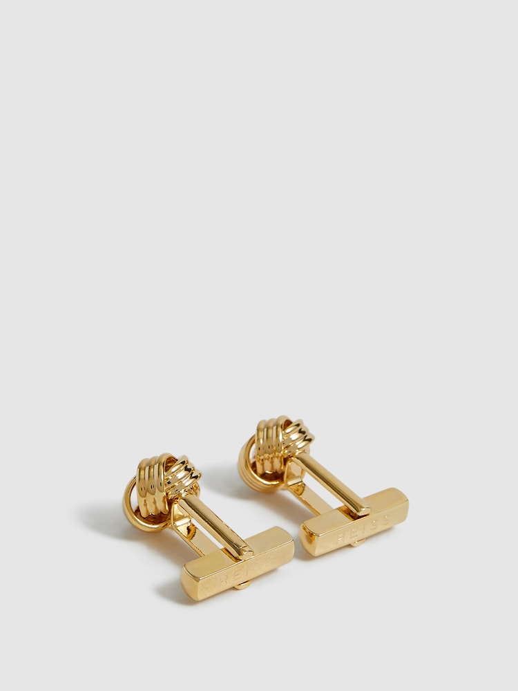 Reiss Gold Callum Knot Cufflinks - Image 4 of 6
