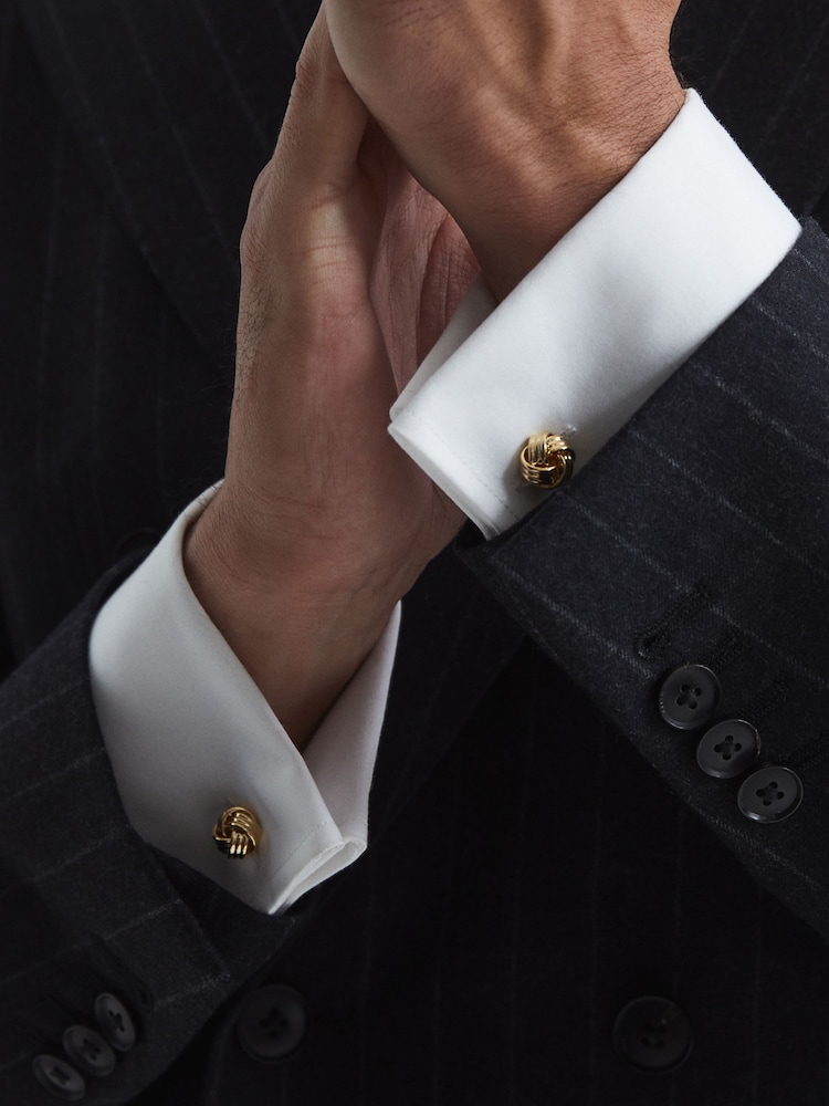 Reiss Gold Callum Knot Cufflinks - Image 5 of 6