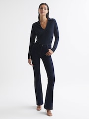 Reiss Navy Candise Collared Knitted Jumper - Image 3 of 7