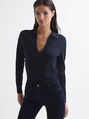 Reiss Navy Candise Collared Knitted Jumper - Image 4 of 7
