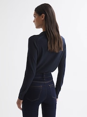 Reiss Navy Candise Collared Knitted Jumper - Image 5 of 7