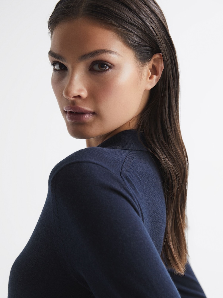 Reiss Navy Candise Collared Knitted Jumper - Image 7 of 7