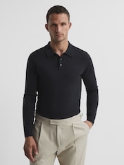 Reiss Slate Trafford Merino Wool Polo Shirt - Image 1 of 5
