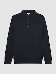 Reiss Slate Trafford Merino Wool Polo Shirt - Image 2 of 5