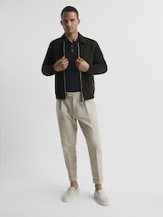 Reiss Slate Trafford Merino Wool Polo Shirt - Image 3 of 5