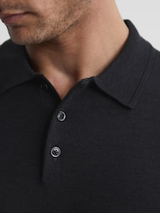 Reiss Slate Trafford Merino Wool Polo Shirt - Image 4 of 5