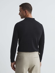 Reiss Slate Trafford Merino Wool Polo Shirt - Image 5 of 5