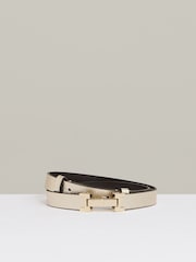 Dorado - Cinturón tipo bisagra con forma de cuadrado en cuero Hayley de Reiss - Imagen 1 de 6