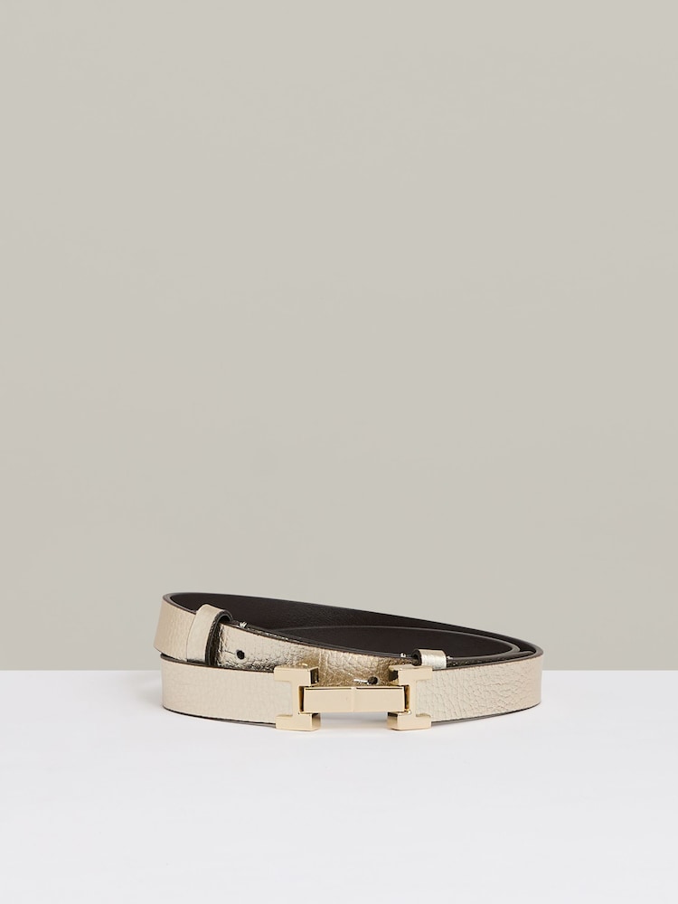 Dorado - Cinturón tipo bisagra con forma de cuadrado en cuero Hayley de Reiss - Imagen 1 de 6
