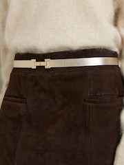 Dorado - Cinturón tipo bisagra con forma de cuadrado en cuero Hayley de Reiss - Imagen 2 de 6