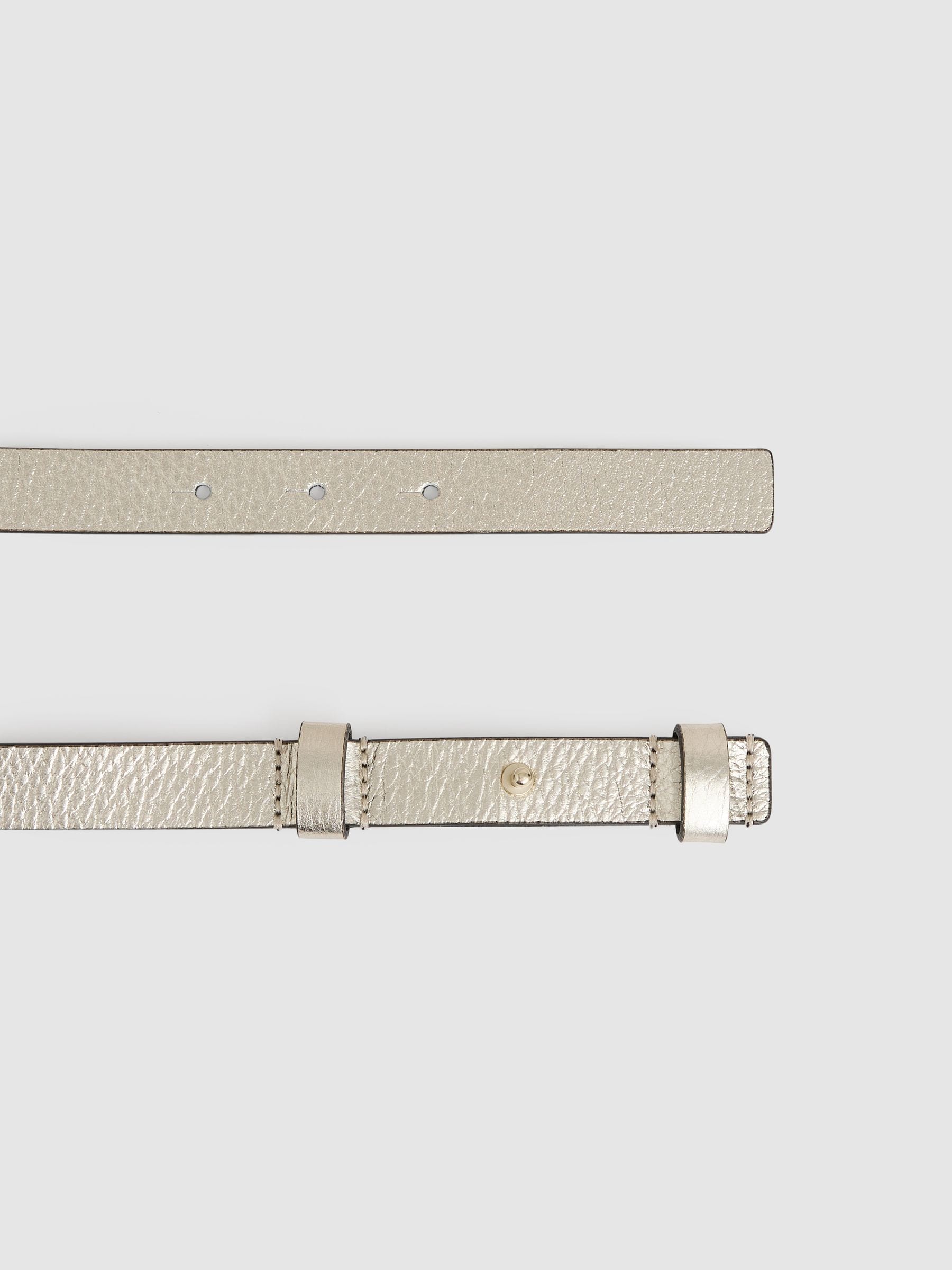 Przeglądaj Złoty - Reiss Hayley Leather Square Hinge Belt