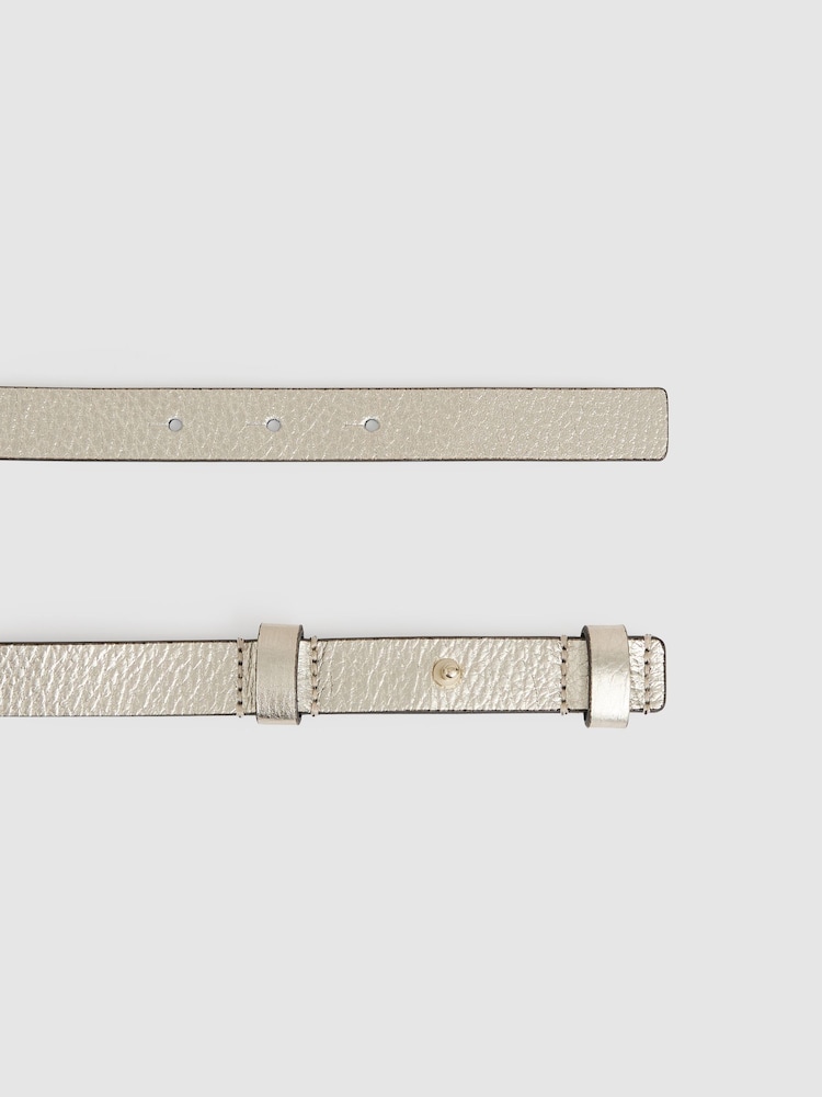 Or - Ceinture REISS Hayley en cuir à charnières carrées - Image 3 of 6