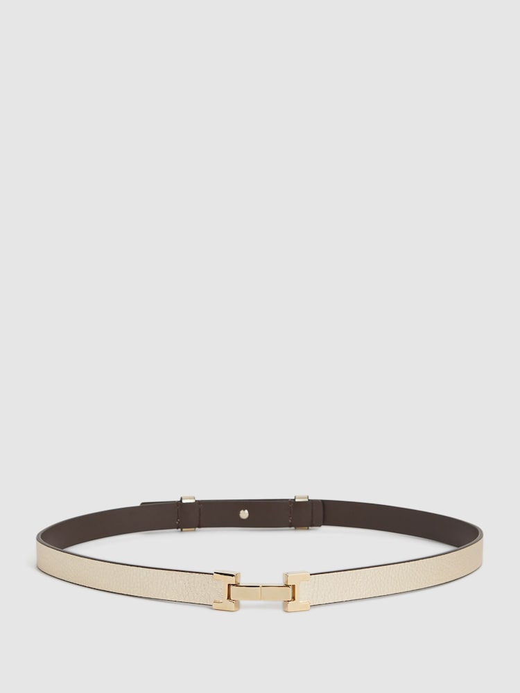 Or - Ceinture REISS Hayley en cuir à charnières carrées - Image 5 of 6