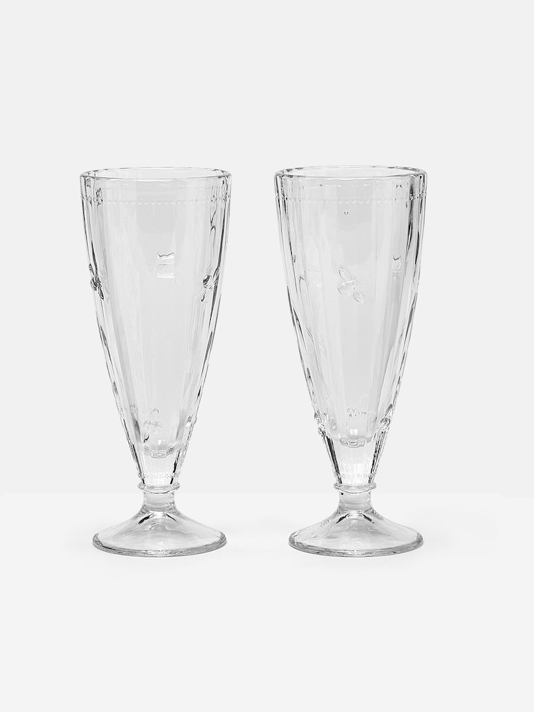 Joules Set of 2 Clear Country Cottage Bee Glass Ice Cream Sundae - Image 1 of 4
