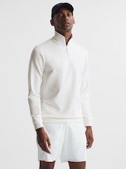 Reiss White Roman Castore Zip Neck Bonded Polo - Image 1 of 7